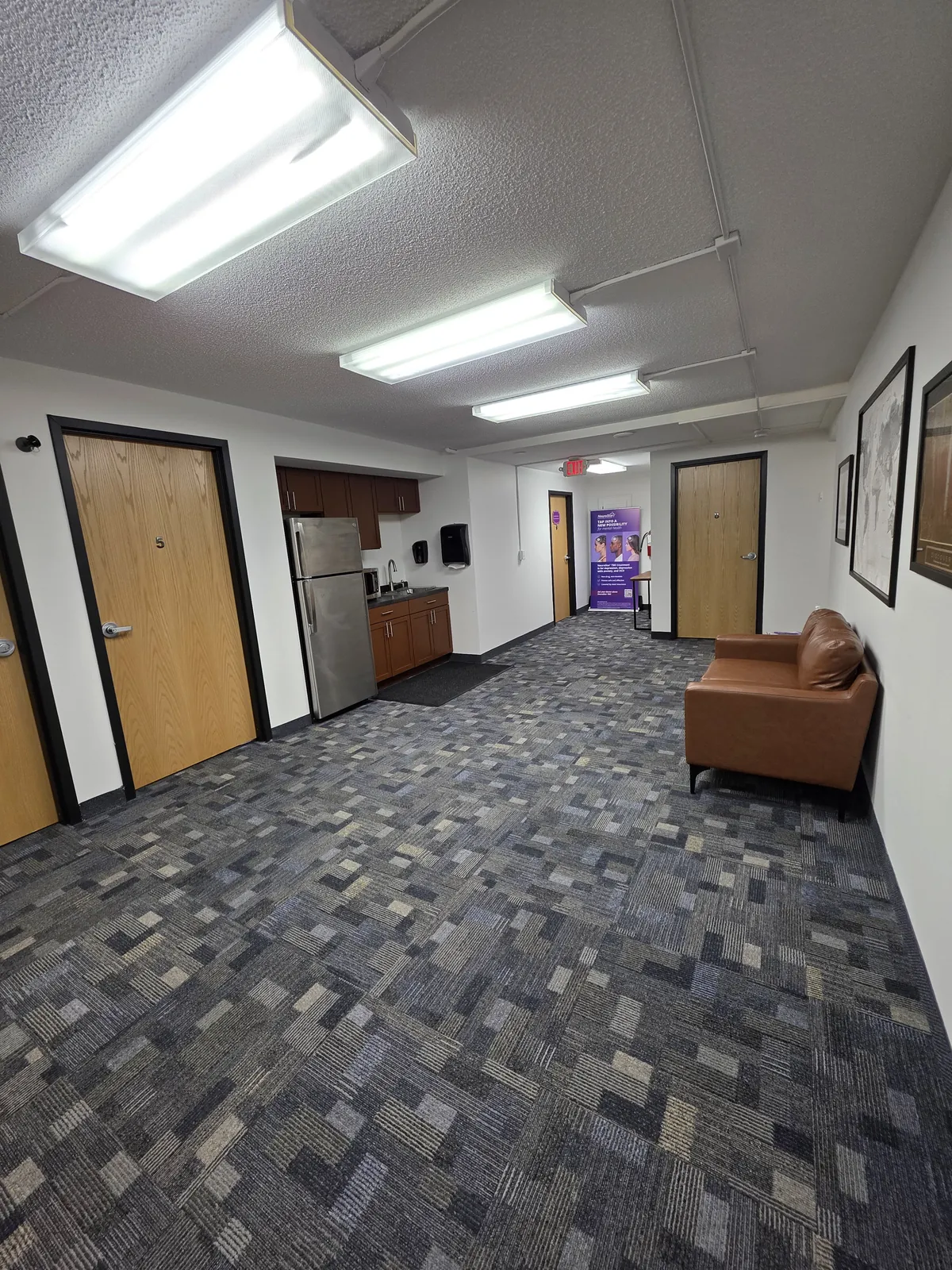 Hallway leading to the private NeuroStar TMS treatment rooms